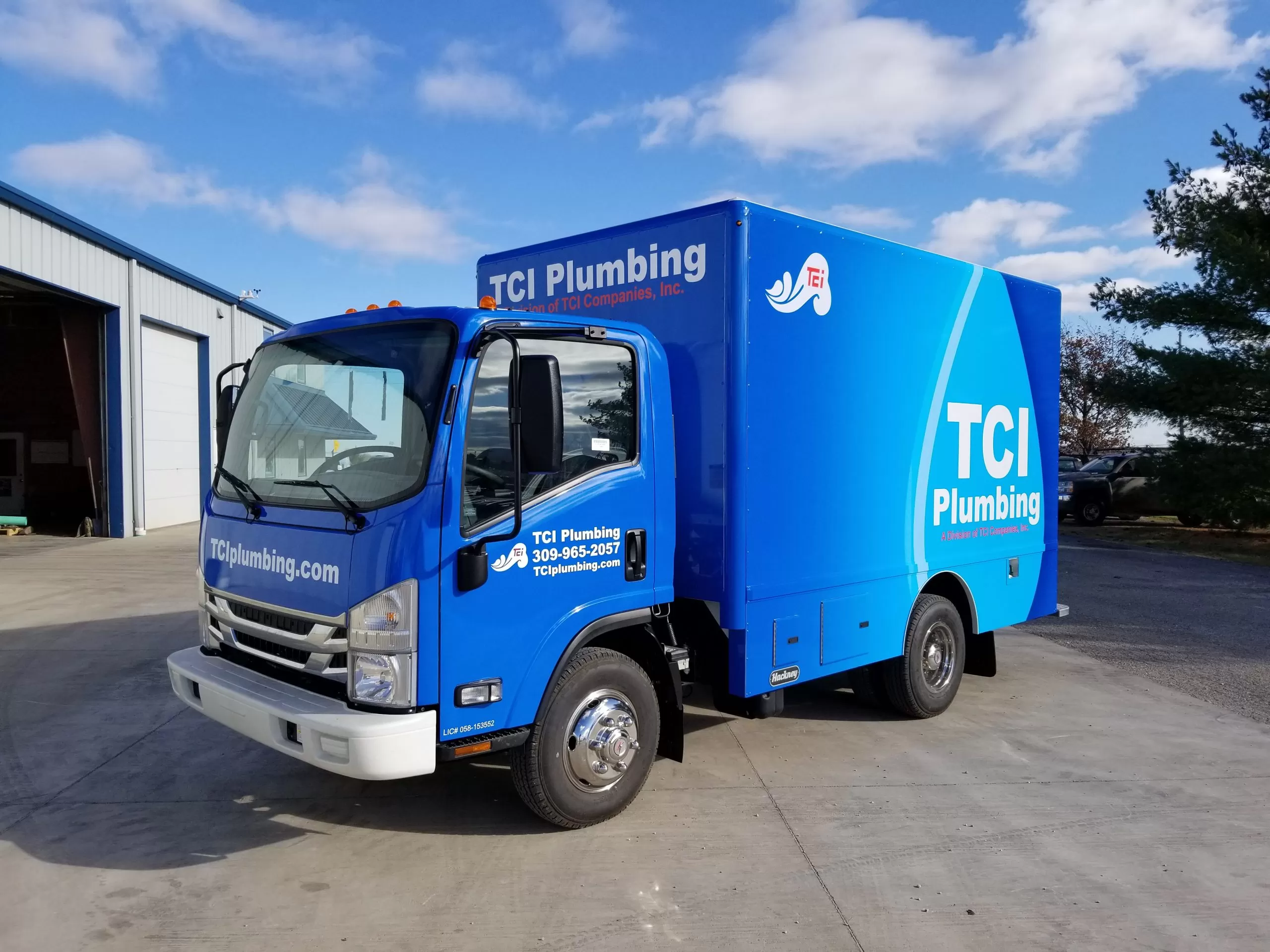 A TCI Plumbing truck for Sewer Line Repair in Peoria IL