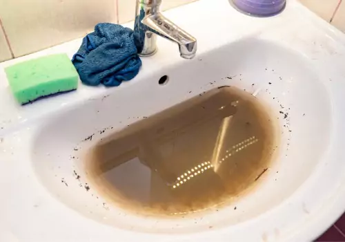 A sink with sewage backup, requiring Emergency Plumbing in Peoria IL