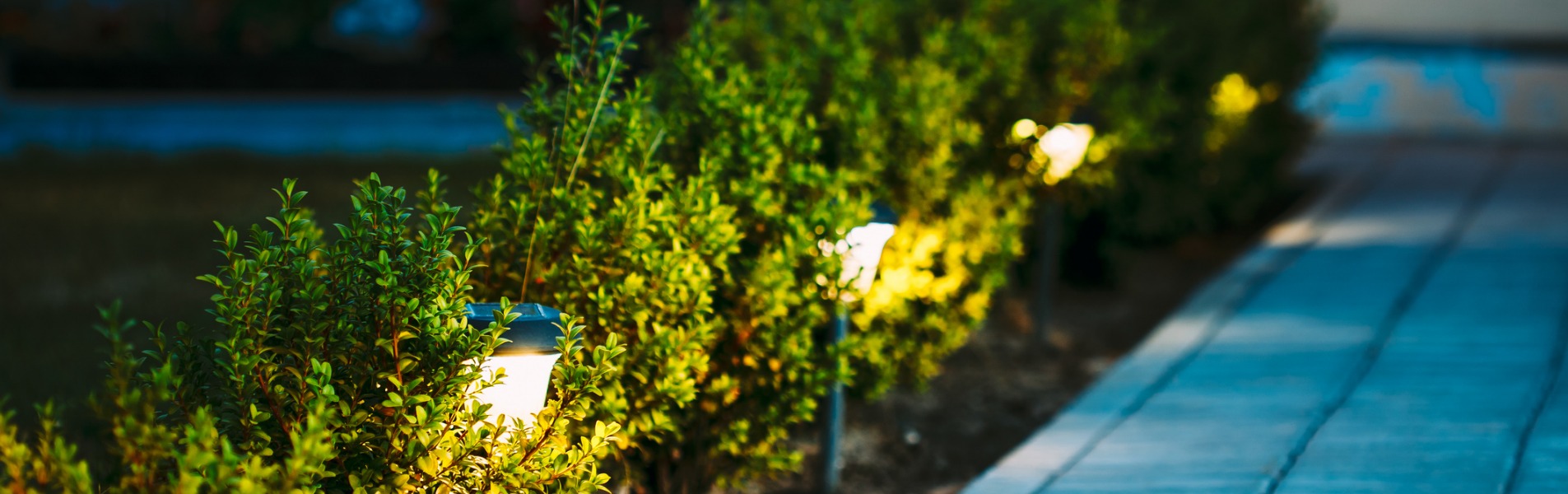 Pathway and garden landscape lighting creating safety and ambiance for a Central Illinois property.