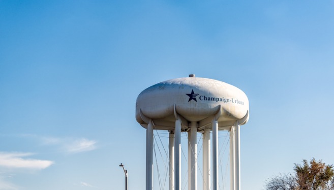The Champaign, IL water tower